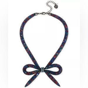 Vintage Betsey Johnson Mesh Bow Collar Multi Color Sequin Necklace 18-22”